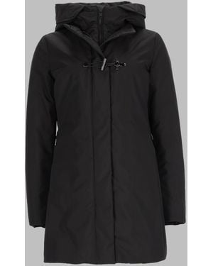 Fay Hooded Parka Coat Polyester Trench & Raincoats - Black