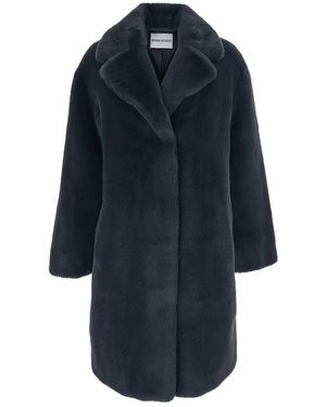 Stand Studio 'Camille' Coat With Wide Notched Revers And Front Concealed Closure - Blue