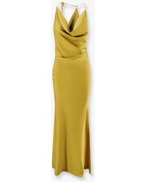 ACTUALEE Satin Long Dress - Metallic