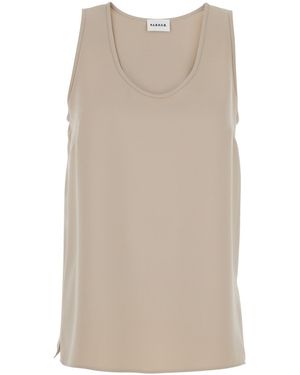 P.A.R.O.S.H. Sleeveless Top With Round Neck - Natural