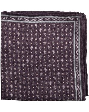 Brunello Cucinelli Polka-Dot Reversible Silk Pocket Square Accessory - Purple