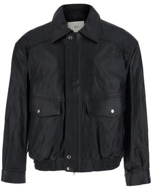 DUNST Leather Blouson Vintage Lamb Coat - Black