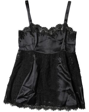 Dolce & Gabbana Silk Lace Trim Lingerie Top Underwear - Black
