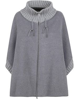 Fabiana Filippi Rib Trim Oversized Knit Cape - Grey