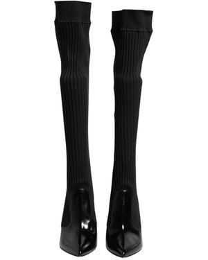 Dolce & Gabbana Knit Overtheknee Heel Boots - Black