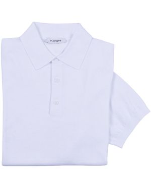 Kangra Cashmere Fully-Fashioned Plain-Knit Polo Shirt Cotton - White