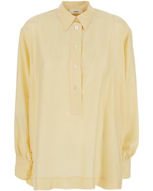 Grifoni Shirt With Classic Collar And Long Sleeves - Natural