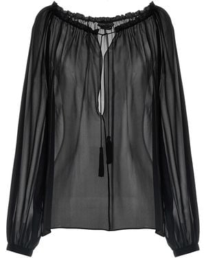 Tom Ford Semi-Transparent Silk Blouse - Black
