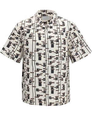 Prada Patterned Bowling Shirt - White