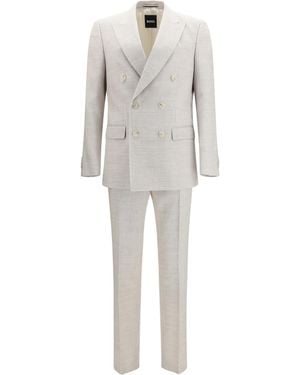 BOSS Linen And Mohair Suit Linen; Merino Wool Ovis Aries Suits - Gray