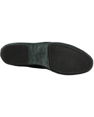Dolce & Gabbana Velvet Slip On Flats Loafers Shoes Leather - Black