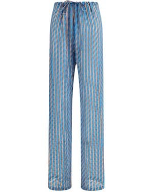 Dries Van Noten Trousers Striped Viscose Trousers - Blue