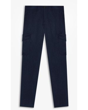 Larusmiani Wool Cargo Trousers Verbier No Pinces - Blue