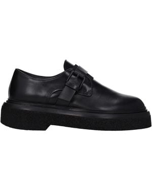 Max Mara Buckle Leather Loafers - Black