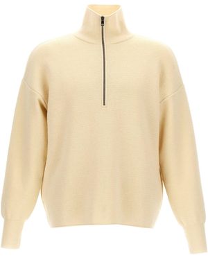 Ma'ry'ya Wool Half-Zip Sweater - Natural