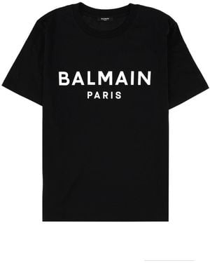 Balmain T-Shirt With Logo Print Cotton T-Shirts - Black