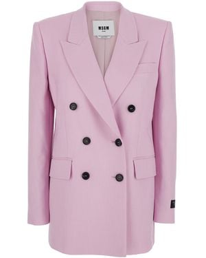 MSGM Jacket With Elegant Design Viscose For Polyester Elastane Blazers - Pink