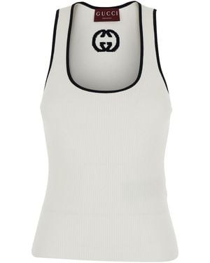 Gucci Sleeveless Top Viscose Blend Tops - Grey