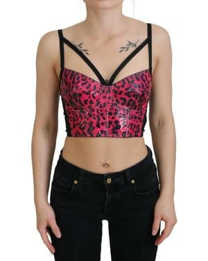 Dolce & Gabbana Leopard Print Corset Top Tsh83158 - Red