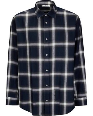 Acne Studios Checked Pattern Button-Down Shirt - Blue