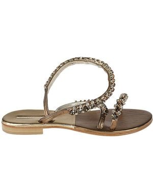 Emanuela Caruso Jewel Leather Sandals - White