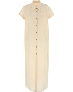 KHAITE Cream Linen Blend Iffy Shirt Dress - White
