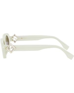 Fendi Fe40140U Ff Diamonds 41E Acetate Occhiali Da Sole - White