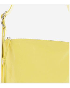 Jil Sander Crinkled Leather Small Shoulder Bag Calfskin - Yellow