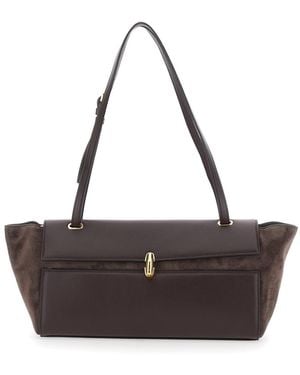 SAVETTE Crossbody Bag Suede And Smooth Leather Calf - Brown