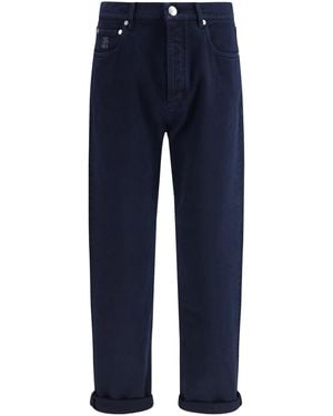 Brunello Cucinelli Garment-Dyed Denim Trousers Cotton Jean - Blue