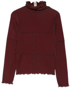 Baserange Exposed-Seam Ribbed-Knit Top - Purple