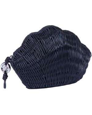 Michael Kors Sm Shell Clutch Rattan Handbag - Blue