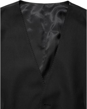 Dolce & Gabbana Wool Single Breasted Waistcoat Vest Virgin Silk Clothing - Black