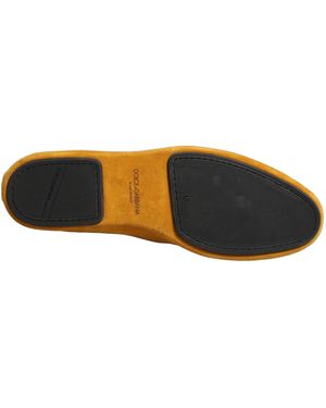 Dolce & Gabbana Velvet Slip On Dress Loafers Shoes Leather - Yellow