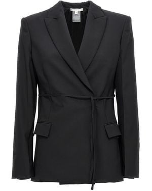 Nensi Dojaka Double Breast Drawstring Blazer Jacket - Black