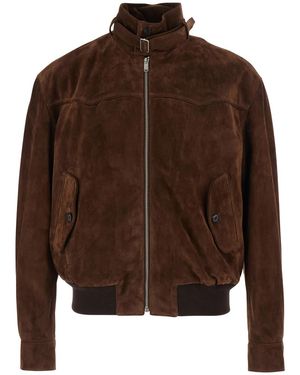 McQueen Jacket With Belted Collar And Chain With T-Back Detail - Brown