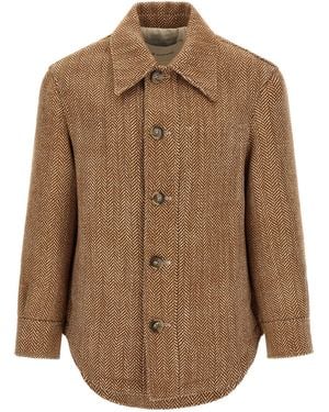 Ami Paris Chevron Wool Overshirt - Brown