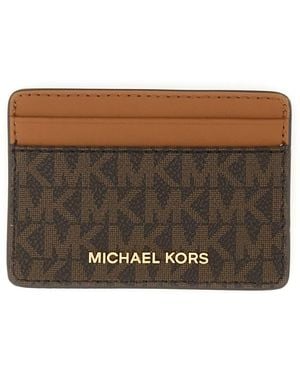 Michael Kors Card Holder With Logo - Brown