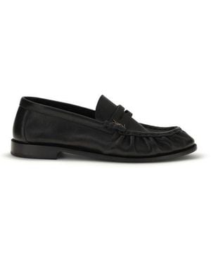 Saint Laurent Calf Leather Bos Taurus Slip-On Loafers - Black