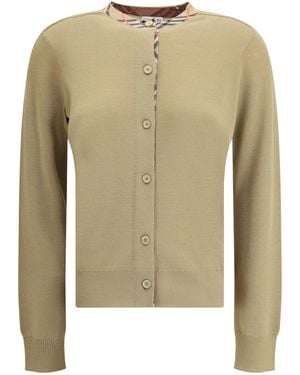 Burberry Knit Cardigan Wool Ovis Aries - Green