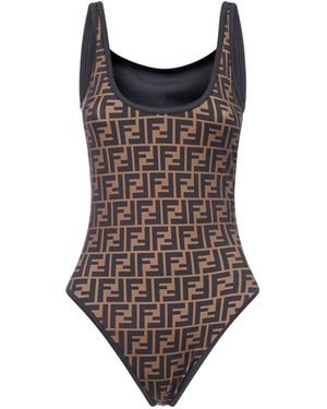Fendi Ff Print Swimsuit - Brown