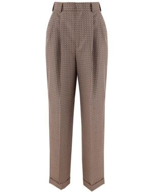 Moschino Geometric Printed Wool Trousers - Brown