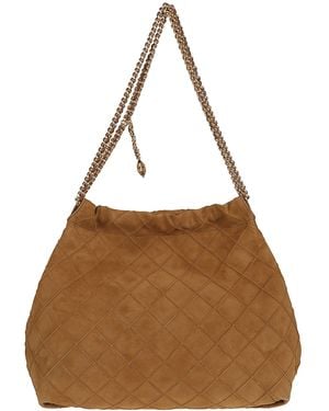 Tory Burch Fleming Suede Hobo Bag - Brown