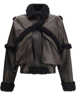 Magda Butrym Cropped Shearling Jacket - Black