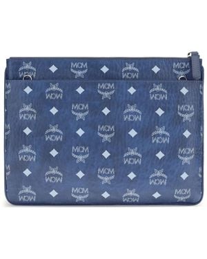 MCM Pouch With Visetos Print - Blue