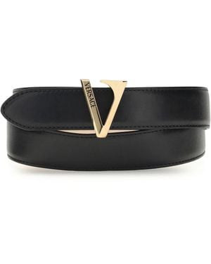 Versace Calfskin V Belt - Black
