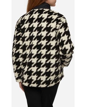 MC2 Saint Barth Teddy-Fleece Jacket Keystone With Pied De Poule Print - Black