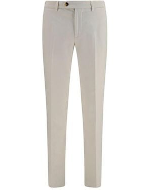 Brunello Cucinelli White Cotton Casual Trousers - Grey