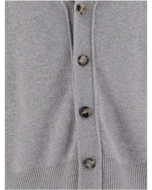 Bottega Veneta Cashmere Blend Cardigan With V-Neck - Grey