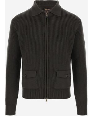 Woolrich Full-Zip Wool Jumper Sweatshirts - Black